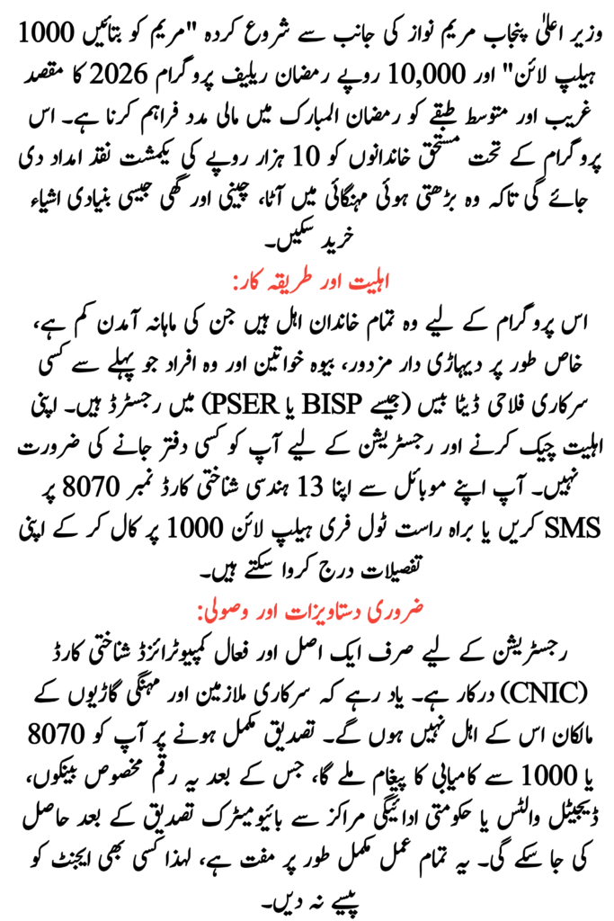 Maryam Ko Batain 1000 Helpline