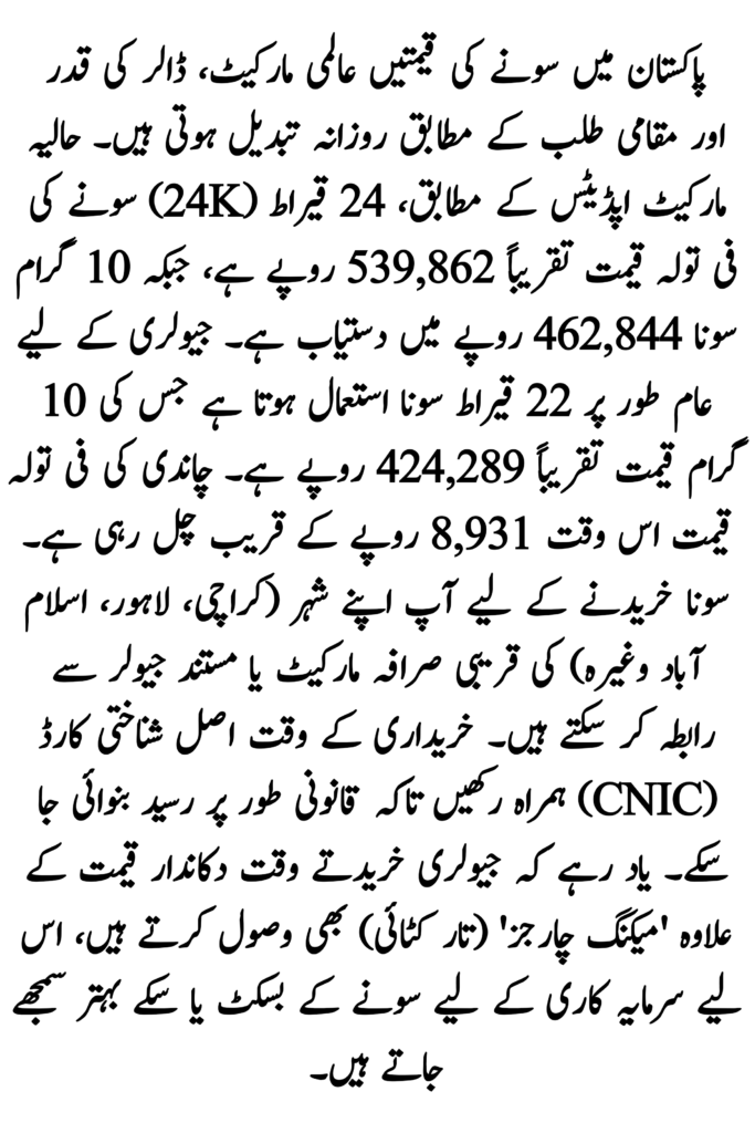 Gold Price in Pakistan